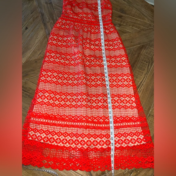 Adelyn Rae Alana Crochet Lace Midi Dress - size small -NWT-mandarin red/stunning - Picture 7 of 16